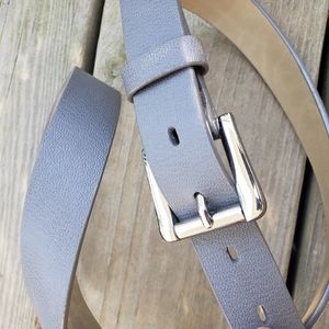 Talbots 2X grey leather belt silver hardware
